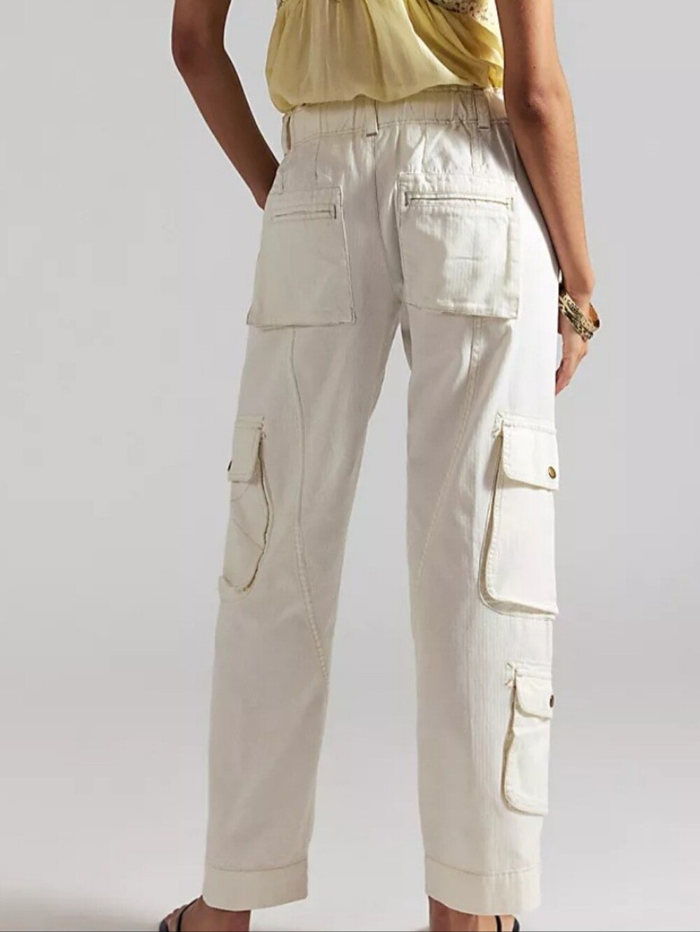 Free People Green Tank with White Cargo Pants